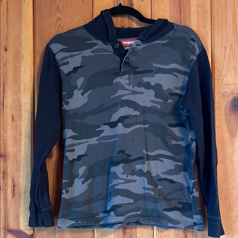 Wrangler Boys' Black Camo Long Sleeve Shirt